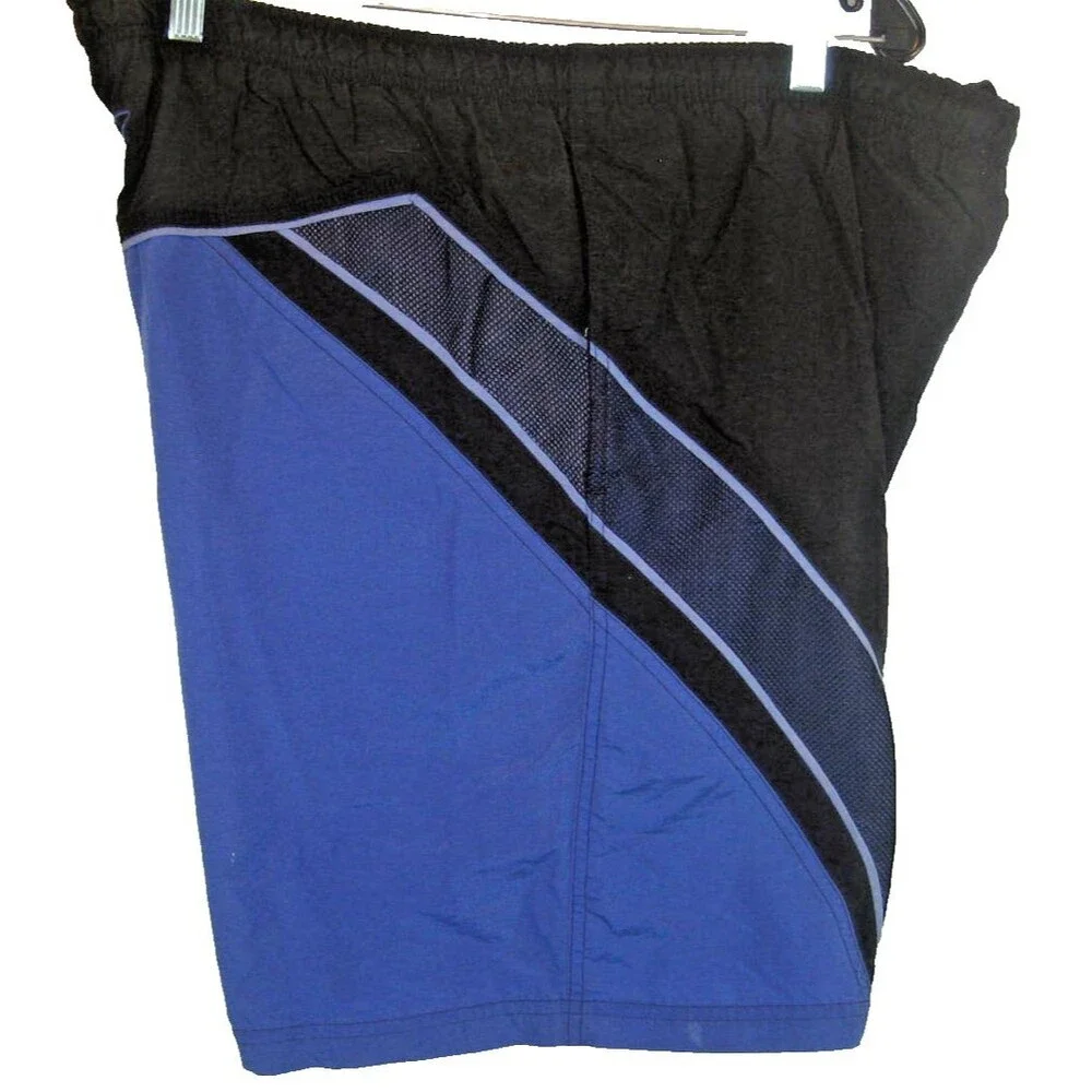 Mens Speedo Black/Blue Paneled Nylon Swim Board Shorts sz Lx8